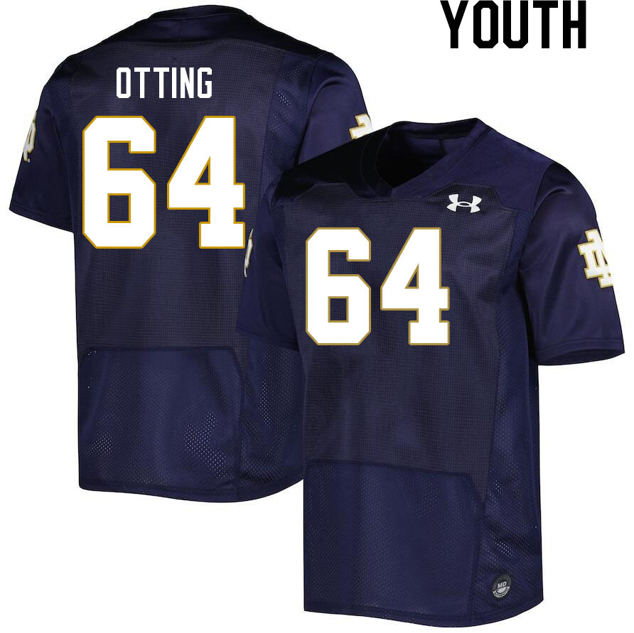 Youth #64 Joe Otting Notre Dame Fighting Irish College Football Jerseys Stitched Sale-Navy
